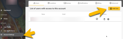 Cloud Account Settings Add New User