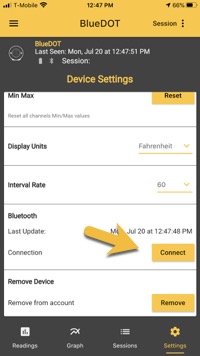 BlueDOT Connect to Bluetooth